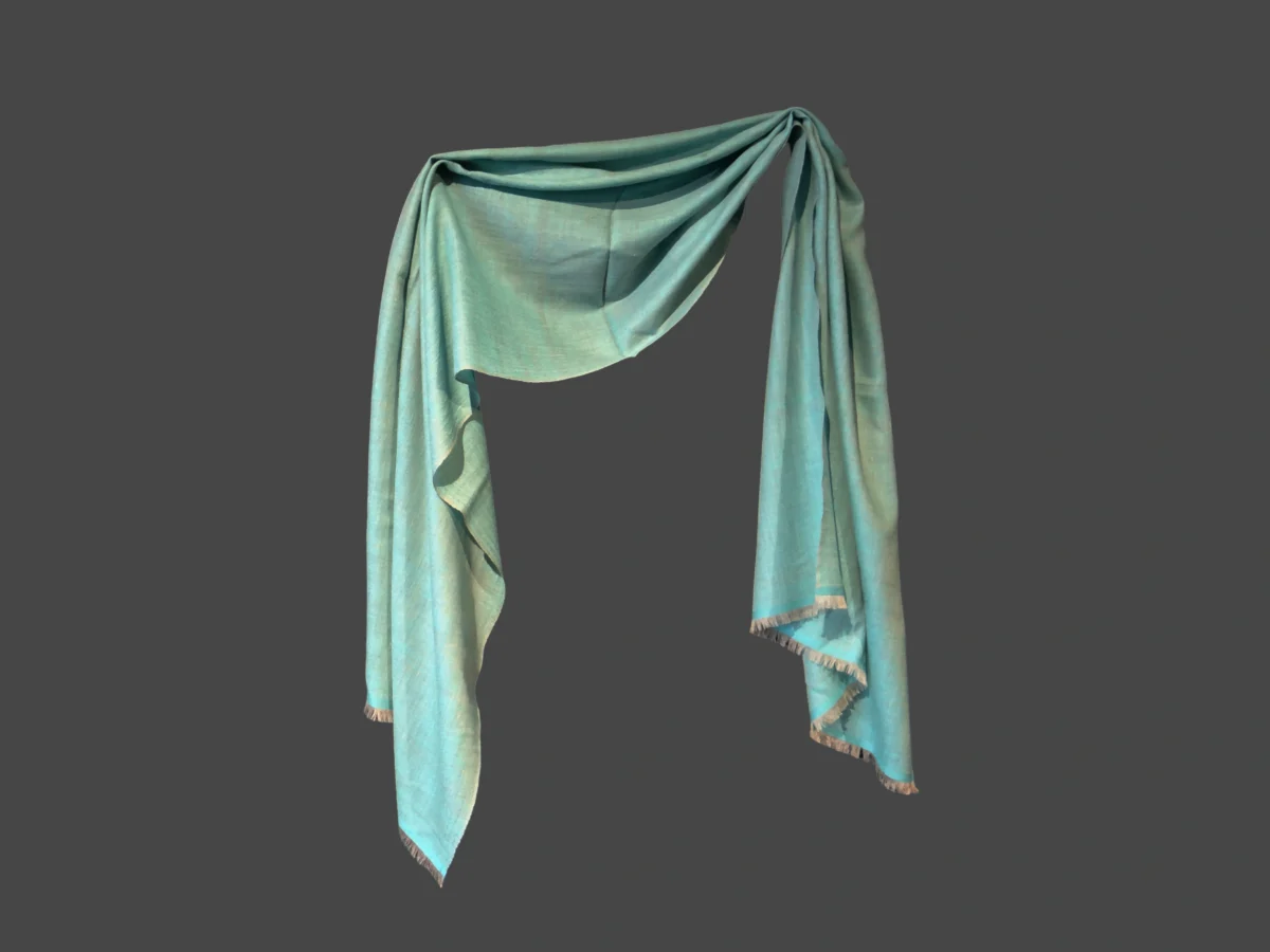 Pashmina Scarf in Light Aqua plain color neutral tassels