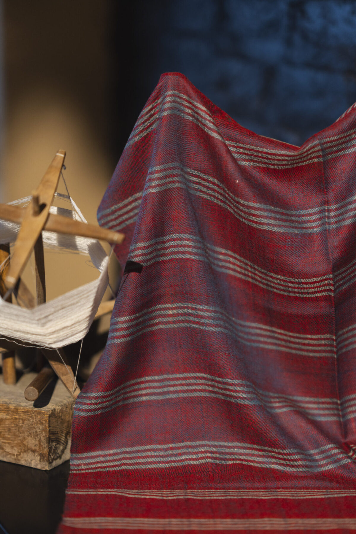 Pashmina Scarf in stripes, shades of burgundy