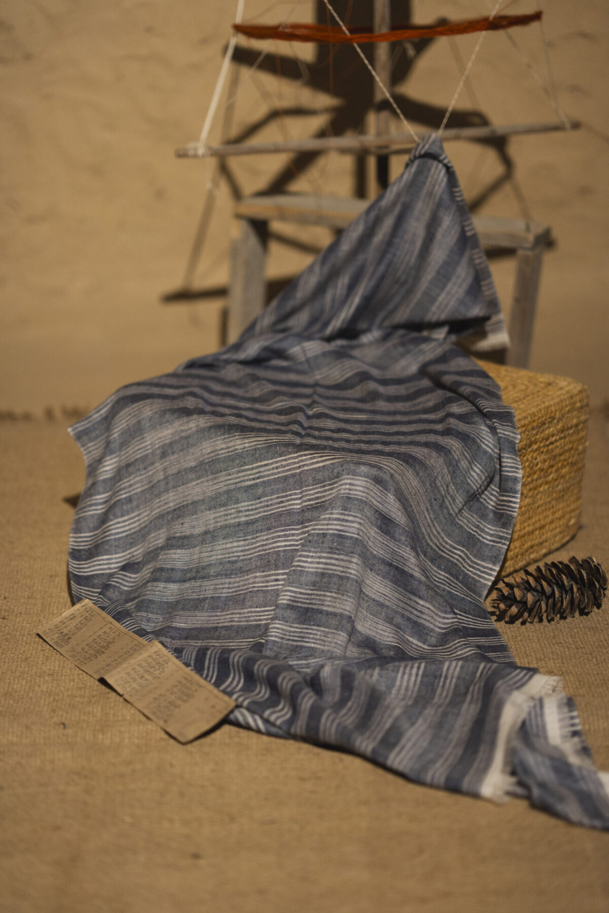 Pashmina Scarf in stripes, unique shades of grey and white