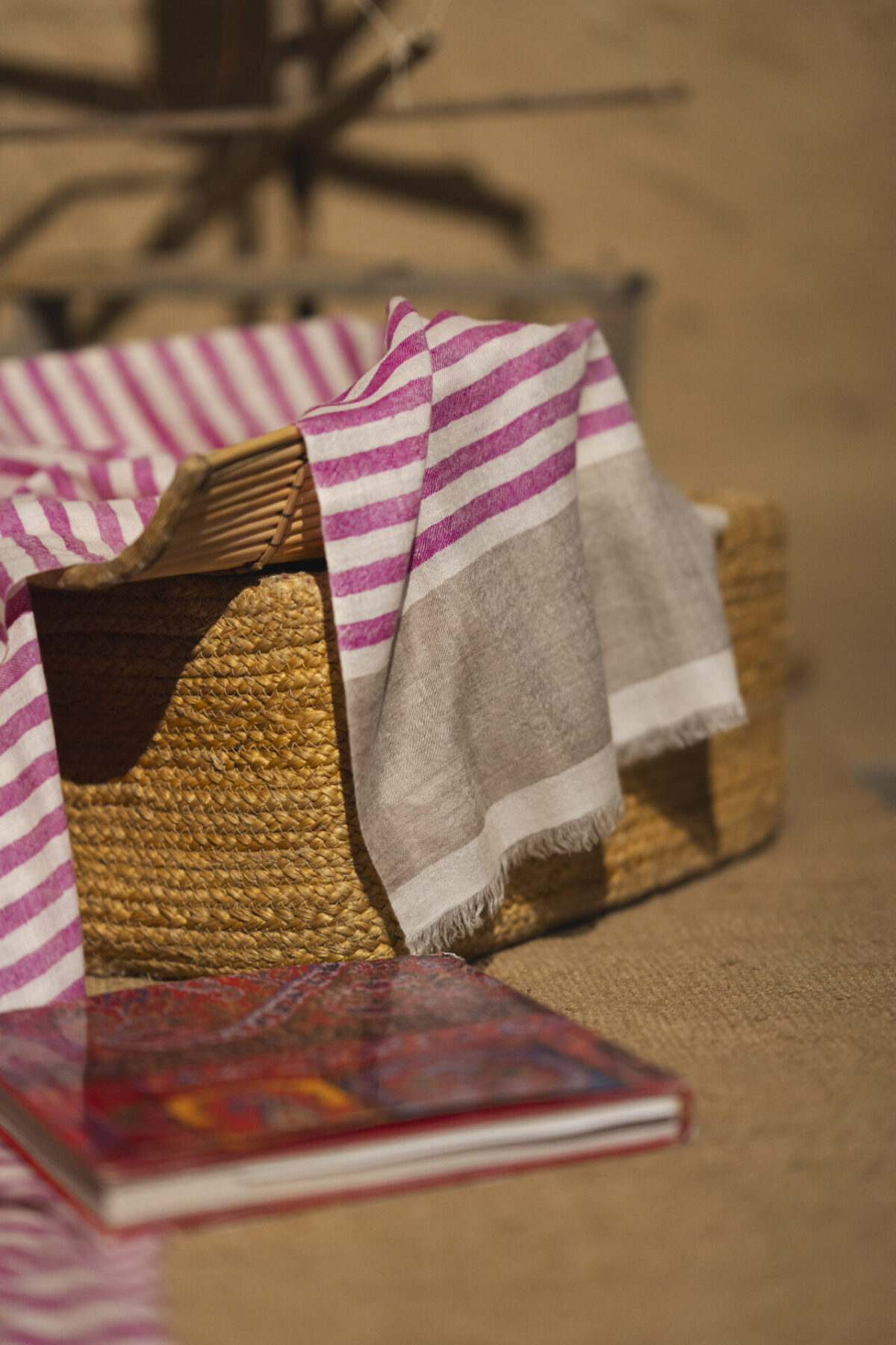 Pashmina Scarf in stripes, pink and white