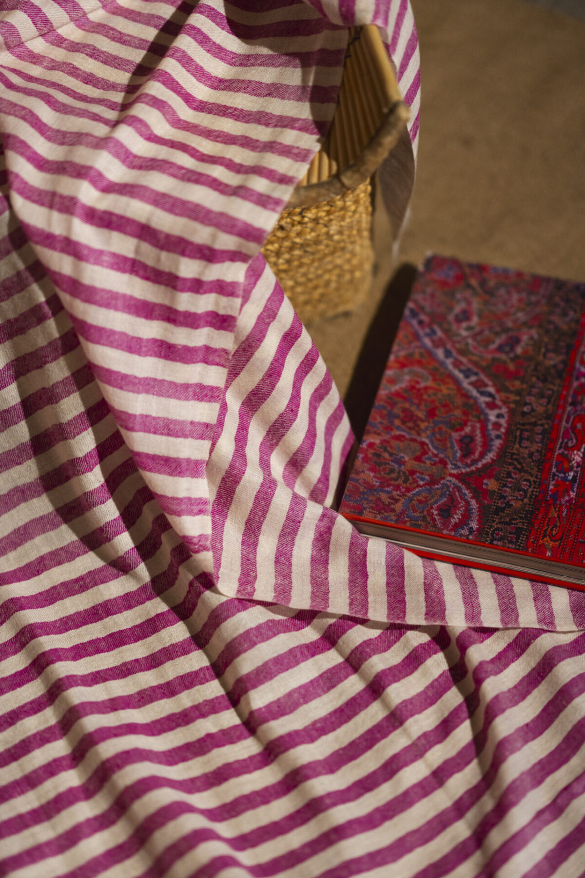 Pashmina Scarf in stripes, pink and white