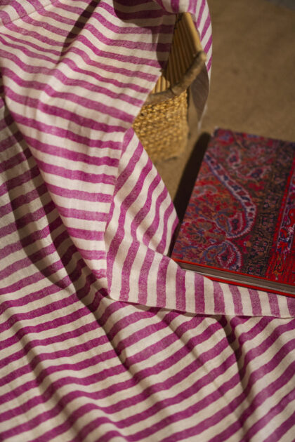 Pashmina Scarf in stripes, pink and white