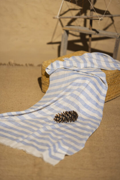 Pashmina Scarf in stripes, shades of light blue and white