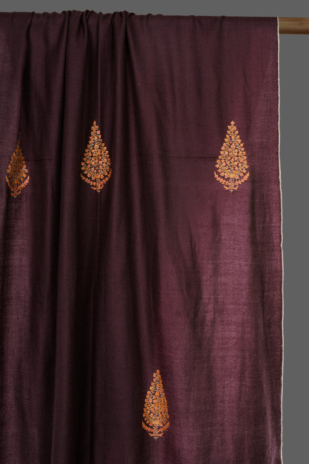 Pashmina Scarf in Choco Wine color with hand embroidery