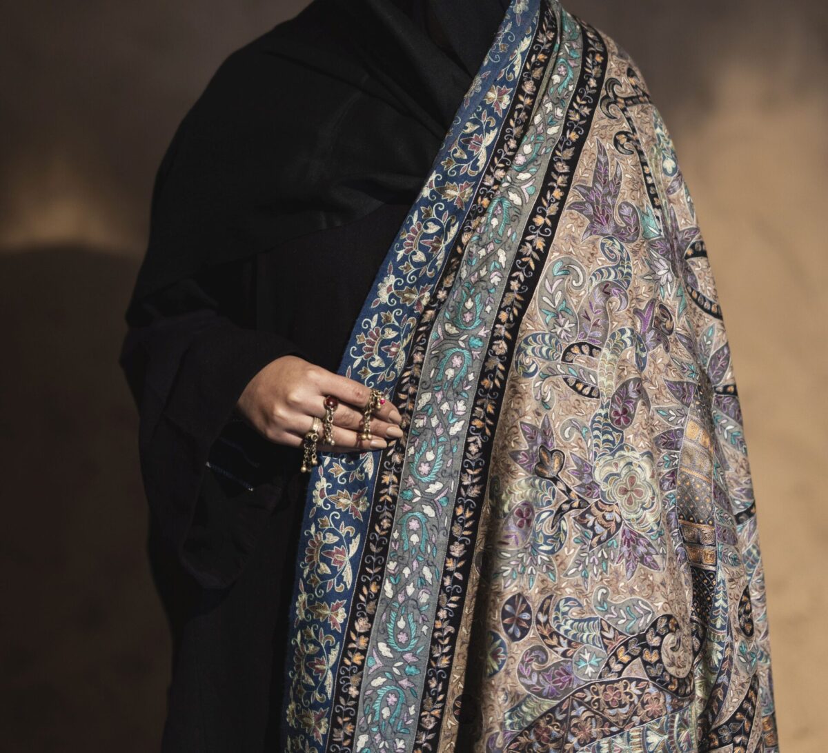 Pure Pashmina Shawl Kalamkari All-over Embroidery