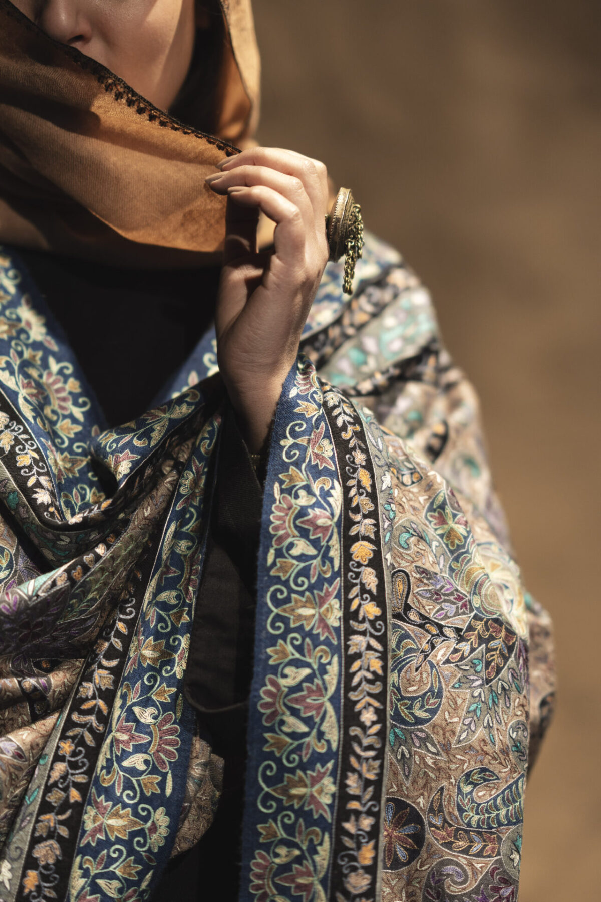 Pure Pashmina Shawl Kalamkari All-over Embroidery