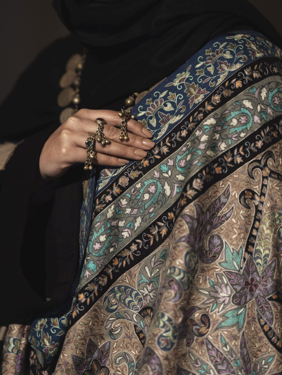 Pure Pashmina Shawl Kalamkari All-over Embroidery