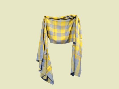 Pure Pashmina Shawl in yellow and grey checks by PashmCraft