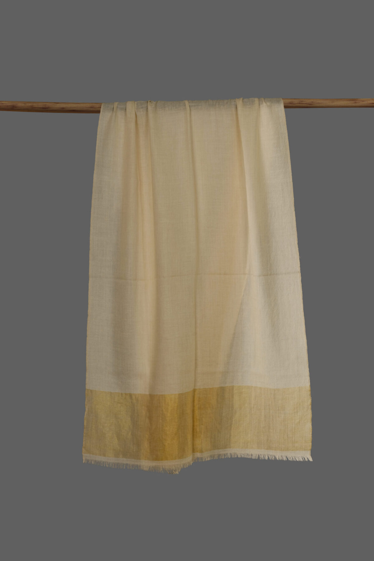 Pure Pashmina Scarf Zari Border in Gold Color