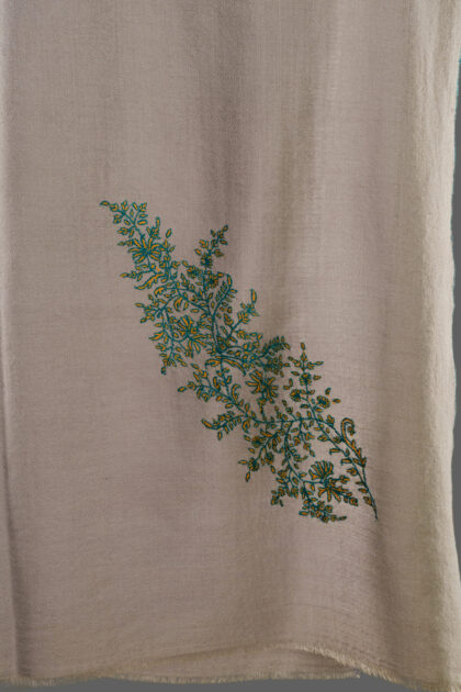 Pashmina Scarf with hand embroidery Corner Floral Motifs