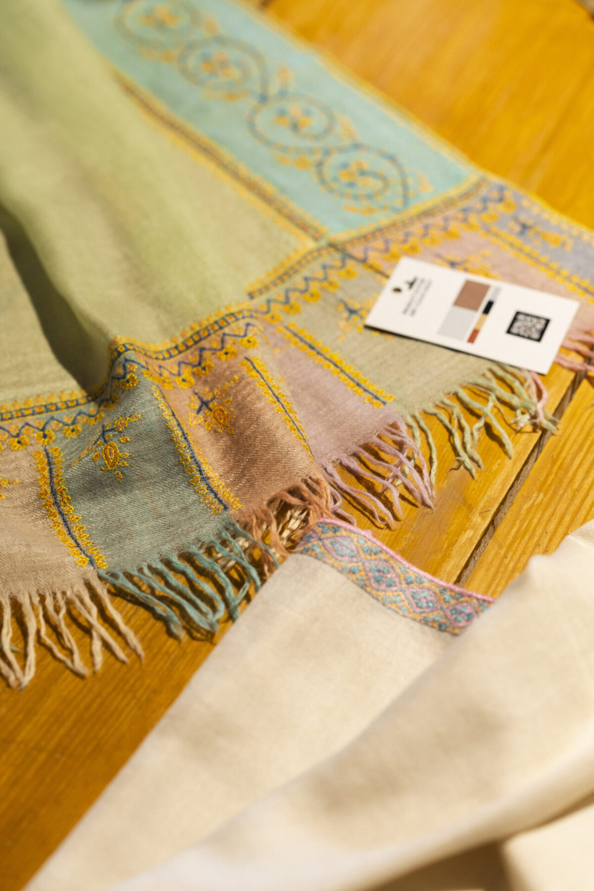 Patchwork Pashmina Kashmiri Shawl light green