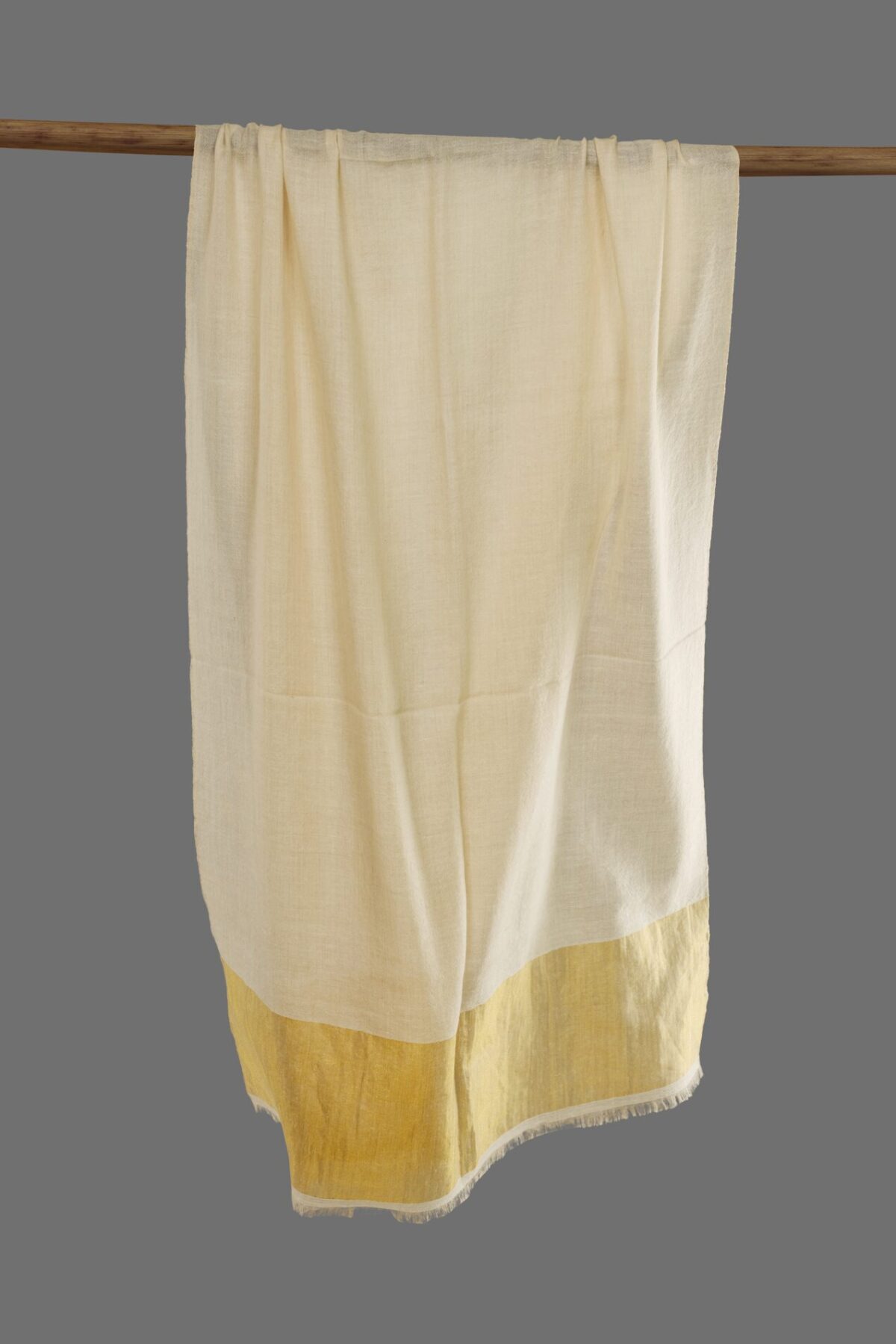 Pure Pashmina Scarf Zari Border in Gold Color