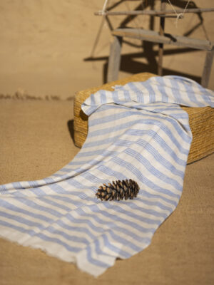 Pashmina Scarf in stripes, shades of light blue and white