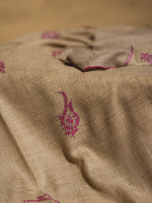 Pashmina wrap in natural with all-over hand embroidery motifs